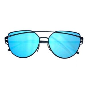 Women's Modern Flat Cat Eye Reflective Sunglasses